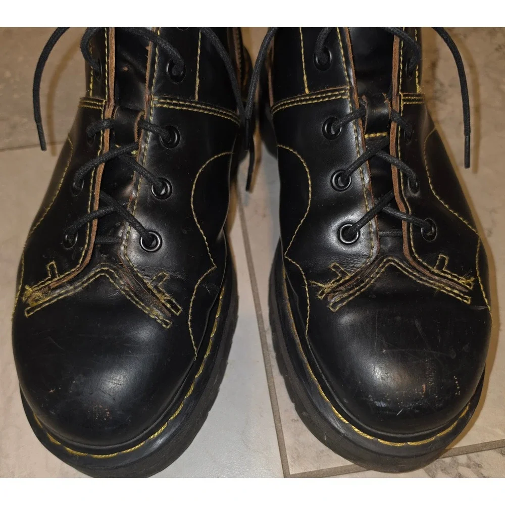 Dr. Martens Church Quad Monkey Boots Black Leather Platform Mens 10 Womens 11